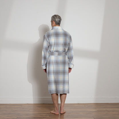 Unisex Brushed Cotton Plaid Robe