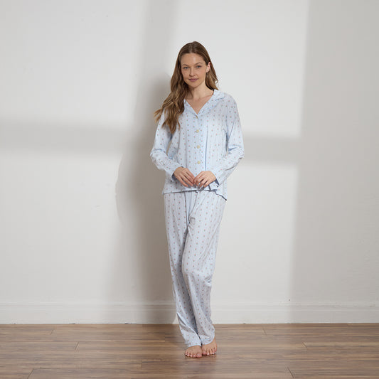 Printed Organic Pima Cotton Long PJ Set