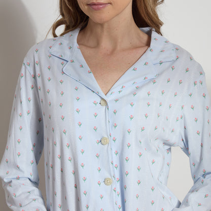 Printed Organic Pima Cotton Long PJ Set