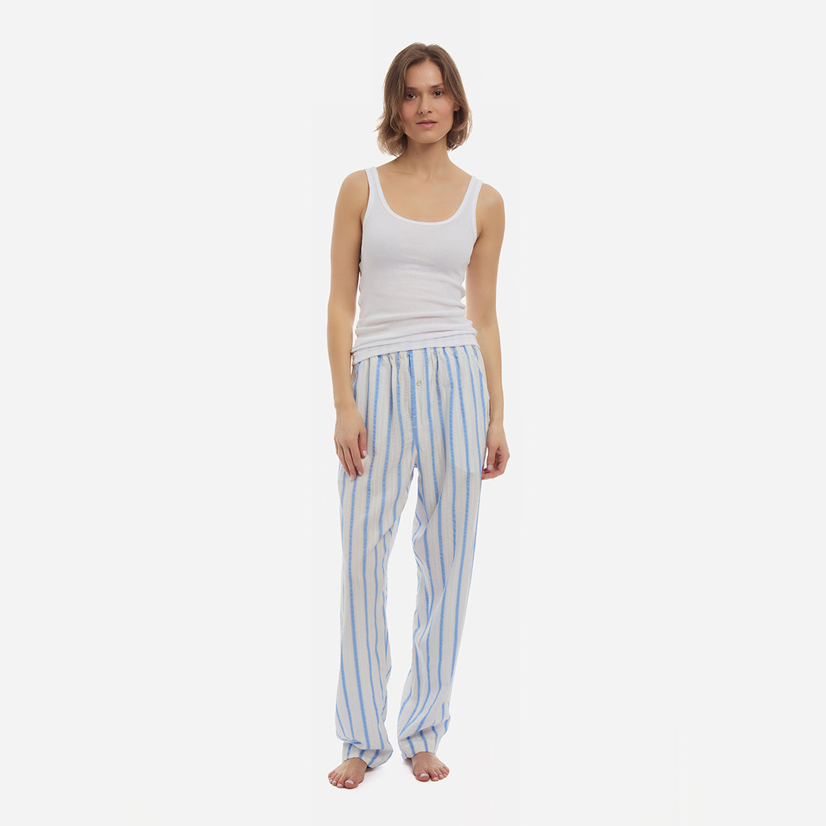 Unisex Striped Tencel™ Boyfriend Pant