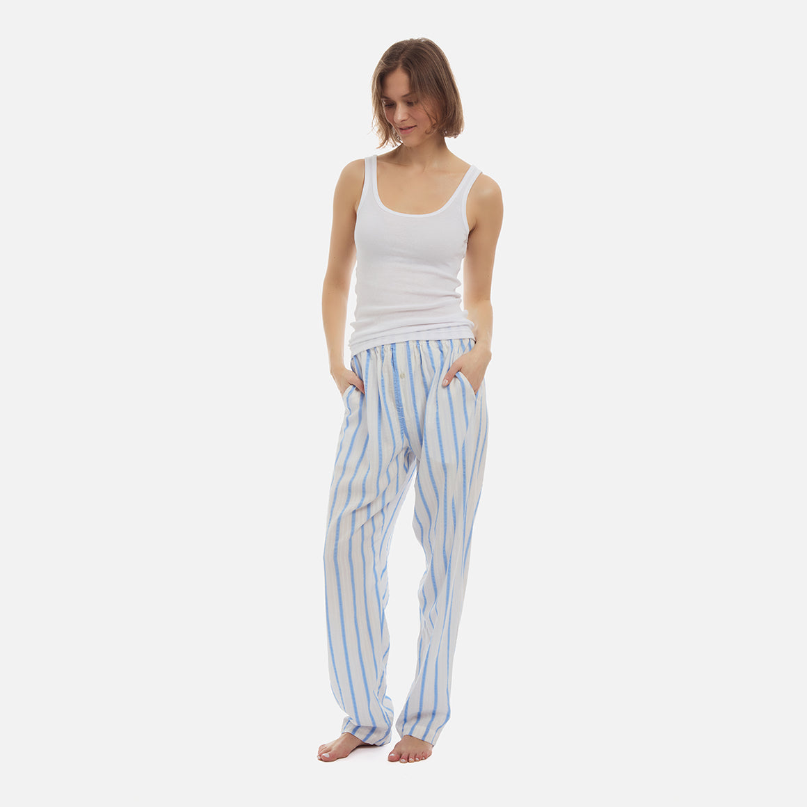 Unisex Striped Tencel™ Boyfriend Pant