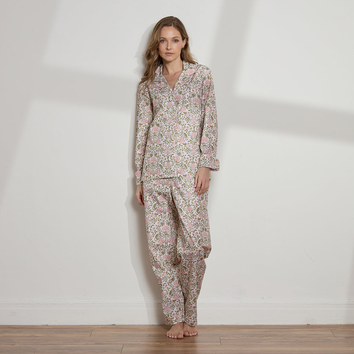 Printed Floral Cotton Long PJ Set