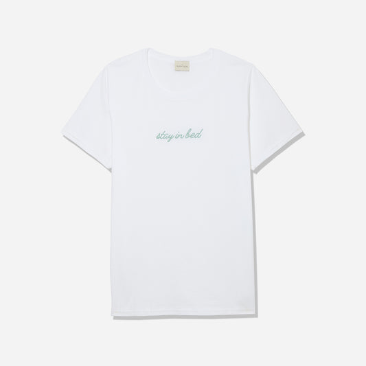 Embroidered Stay In Bed Tee