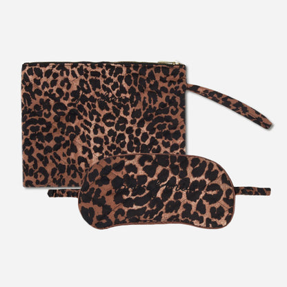 Leopard Eye Mask & Toiletry Bag Set