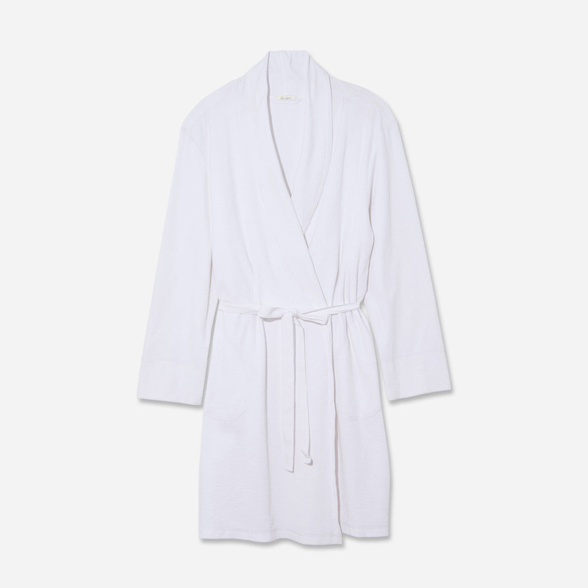 The Micro Terry Robe has a relaxed fit that falls just above the knee. It features two convenient hip pockets and a self-tie belt that allows you to adjust the fit to your preference. The breathable cotton fibers are designed to keep you cool and cozy as you unwind or go about your bedtime routine.