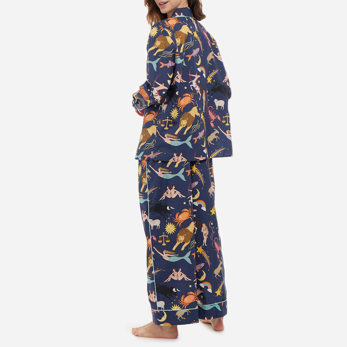 These pajamas feature a tailored fit with long sleeves, making them perfect for cool evenings and mornings spent lounging. The high-quality, soft and breathable cotton fabric feels gentle against your skin and the intricate details and beautiful finishings showcase Karen Mabon’s attention to detail.