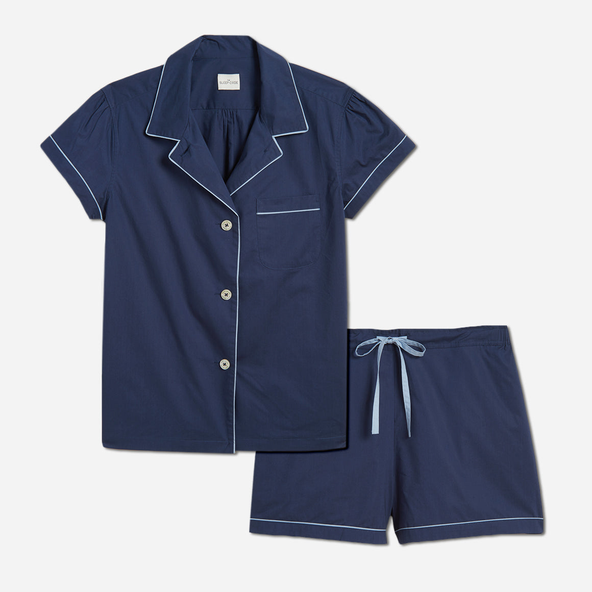 love lines blue organic cotton pointelle magnetic dream sleep tank + shorts  pajama set