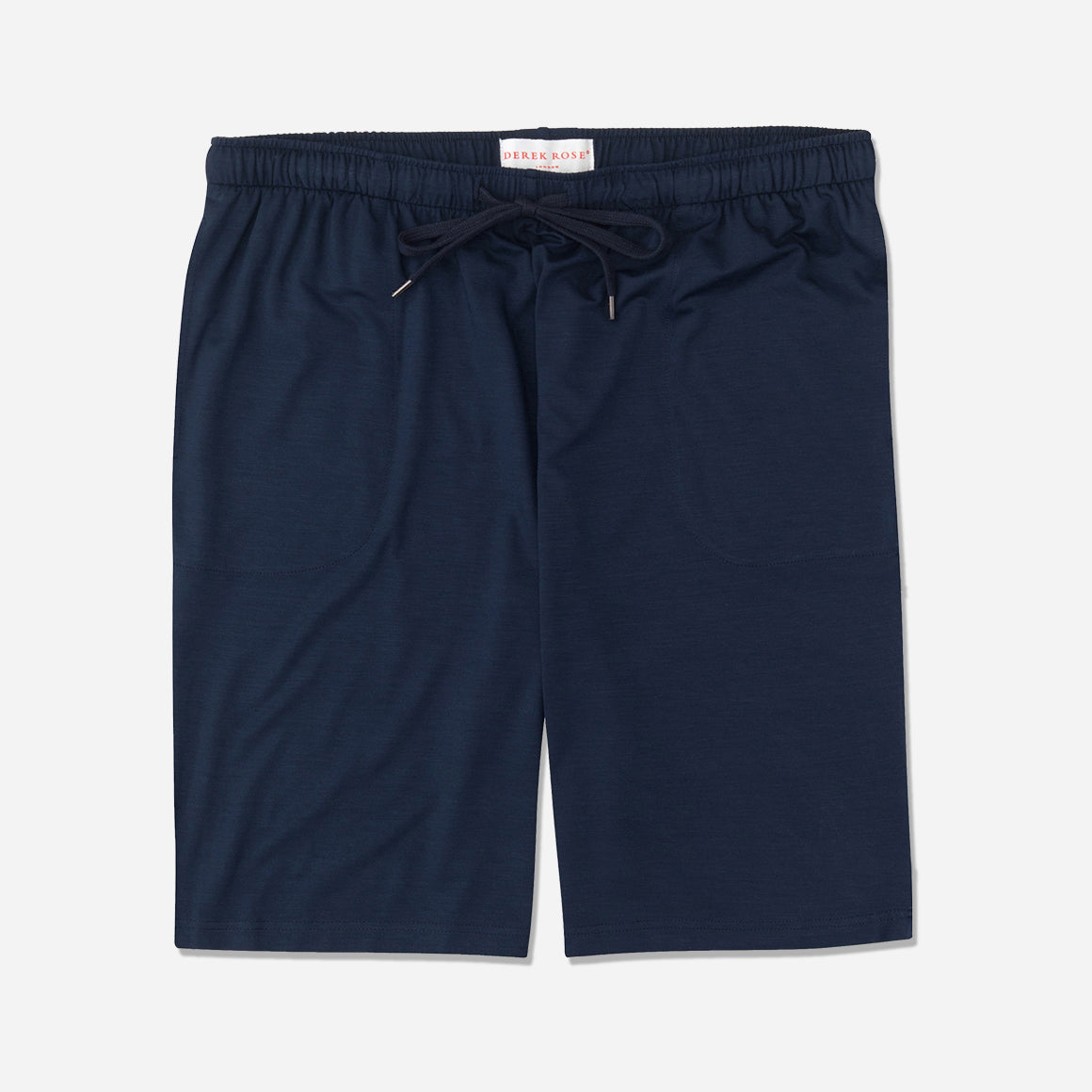 Derek Rose's Basel Micro Modal Lounge Short in a navy colorway. Shown against light grey background.