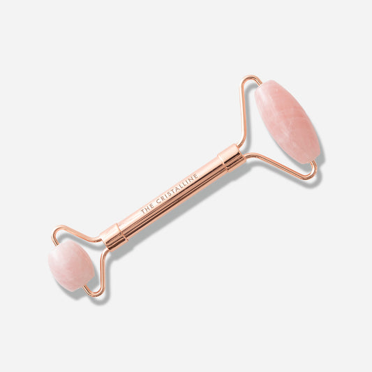 Rose Quartz Metal Handle Facial Roller