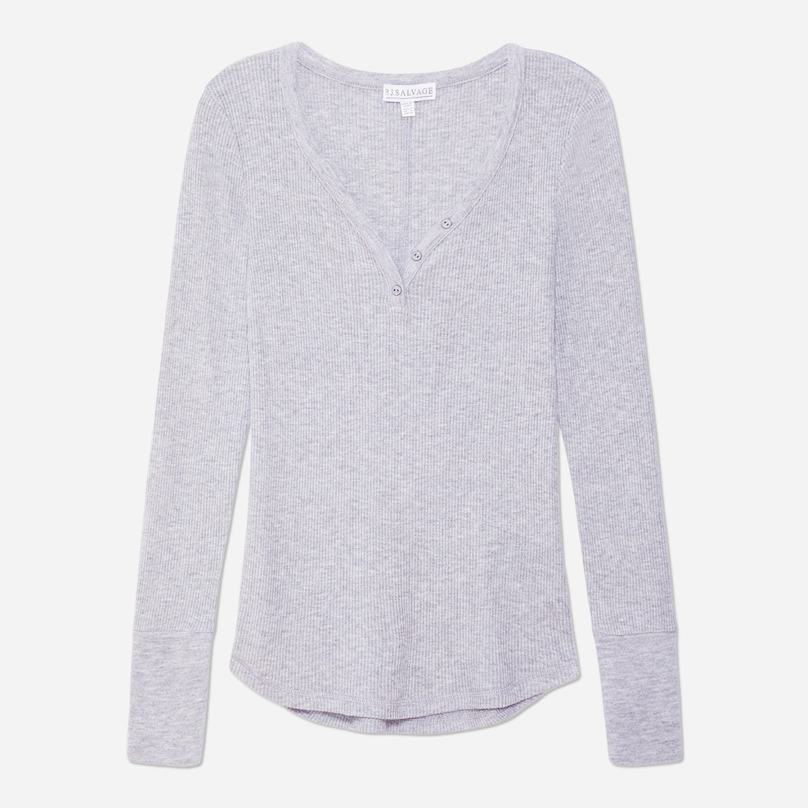 This long sleeve shirt has a cozy fit with a flattering scooped hemline to provide extra coverage. The feminine v-neckline shows off your natural beauty, making this lounge top a sophisticated choice for relaxing.