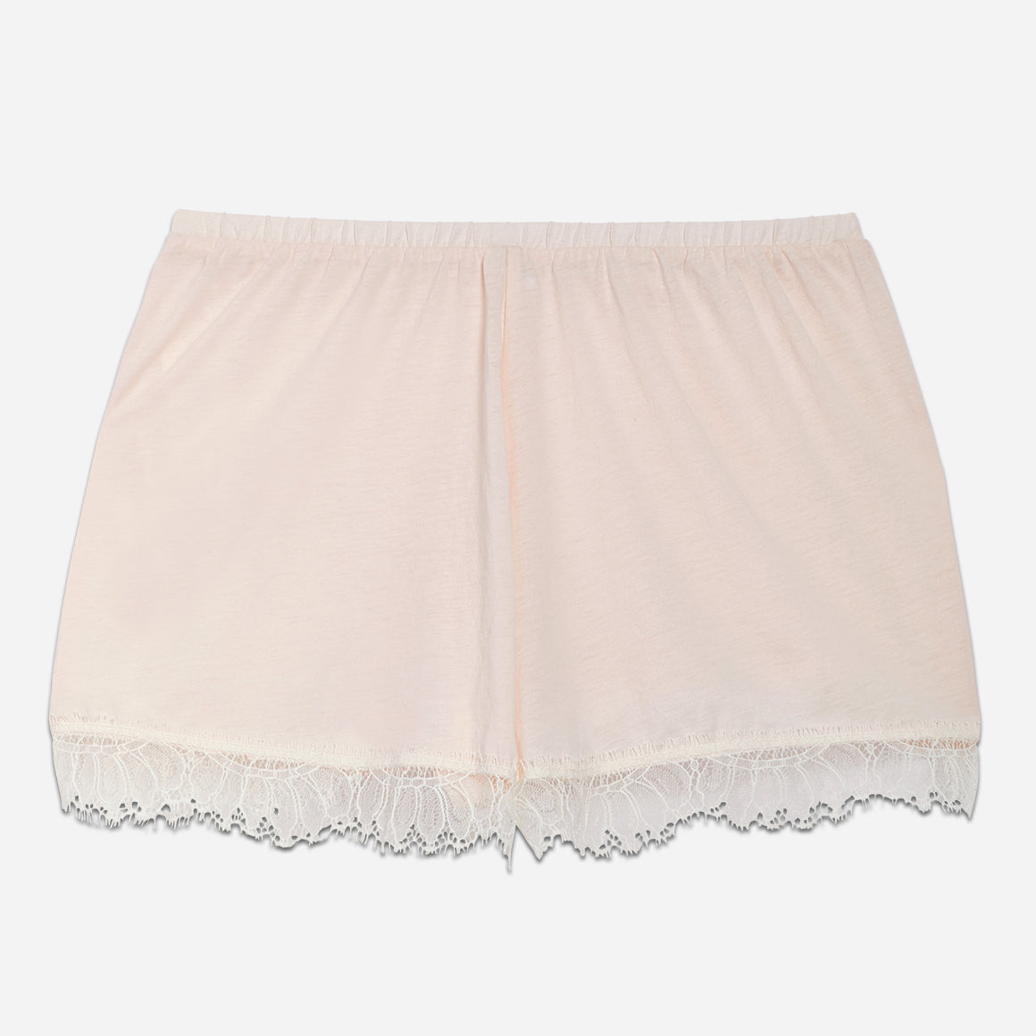 These pj shorts have a relaxed fit that allows for effortless movement, while the elastic waistband ensures a secure and personalized fit. The lace trim on the hem provides a feminine touch to this loungewear staple. 