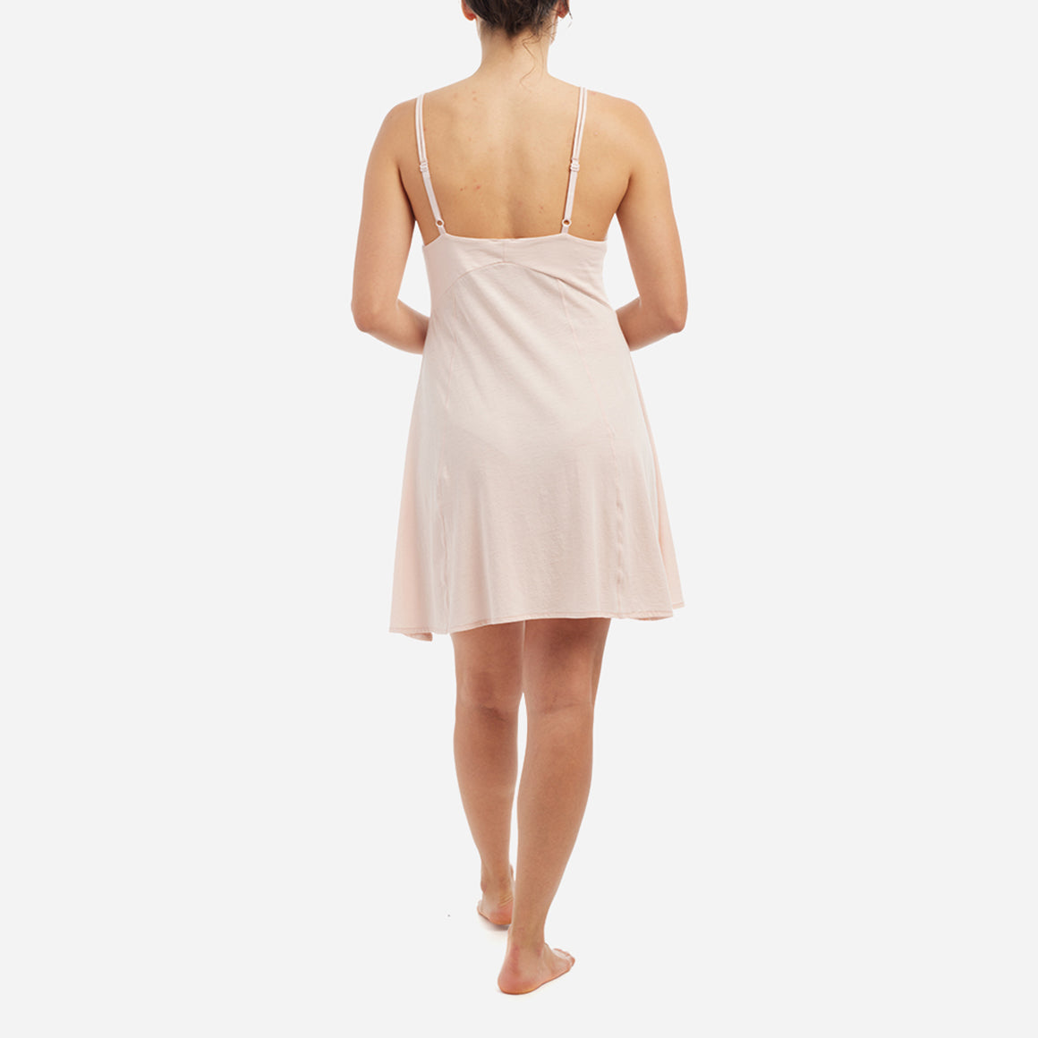 Soft Pima Cotton Slip in Nude; 100% Pima Cotton, Deep V on sale Back, Above Knee, Spaghetti Strap Nightie; Feminine, Lightweight Sleep Dress